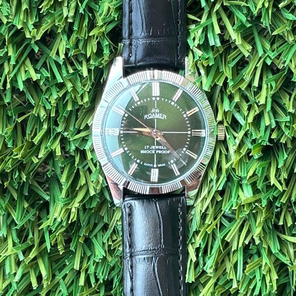 Vintage Roamer Green Dial - Classic Men's Wrist Watch - New Old Stock Collection - Picture 5 of 7